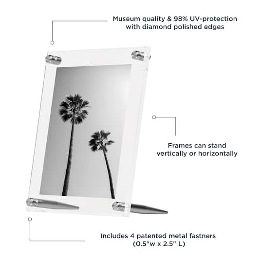 Wexel Art Clear Acrylic Tabletop Floating Picture Frame with Silver Hardware
